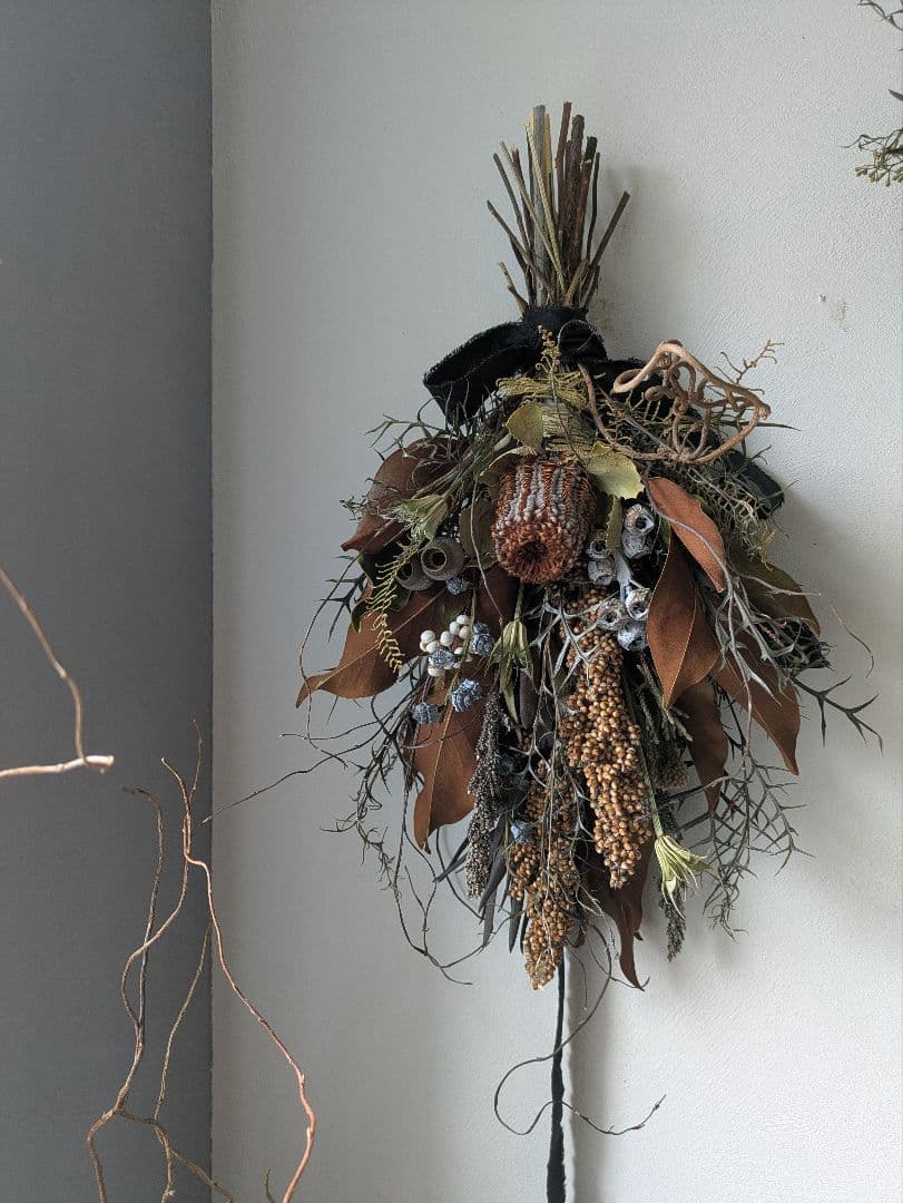 ドライフラワー　スワッグ　インテリア　バンクシア