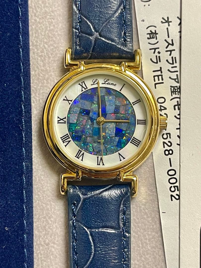 La Lune 天然オパール レディース 腕時計 クォーツ Opal Watch