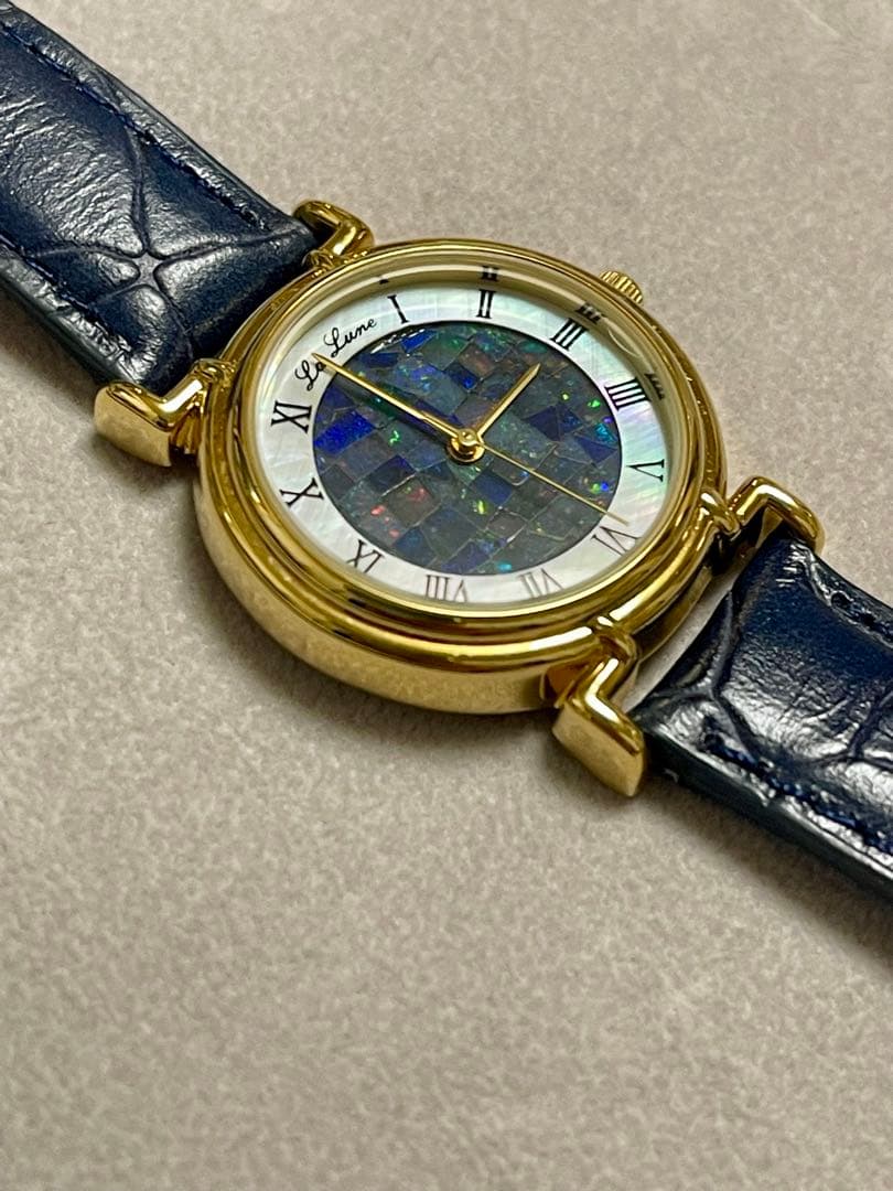 La Lune 天然オパール レディース 腕時計 クォーツ Opal Watch