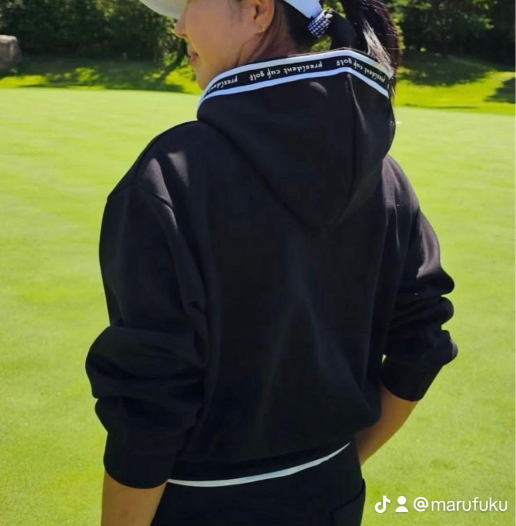 ブラック フード付き スウェット セットアップゴルフ用