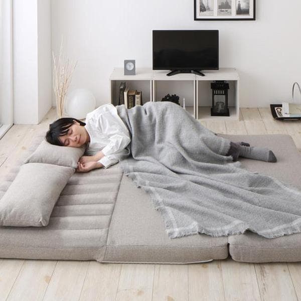 大人気！！3WAYで使えるソファ【ソファ　カウチ　ベッド】【グレー】 4