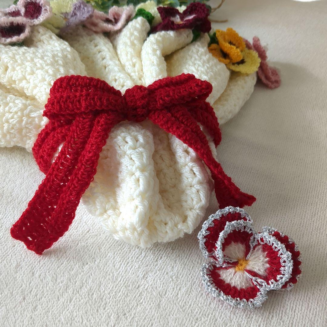 ブーケブランケット 花束ブランケット パンジー リボン