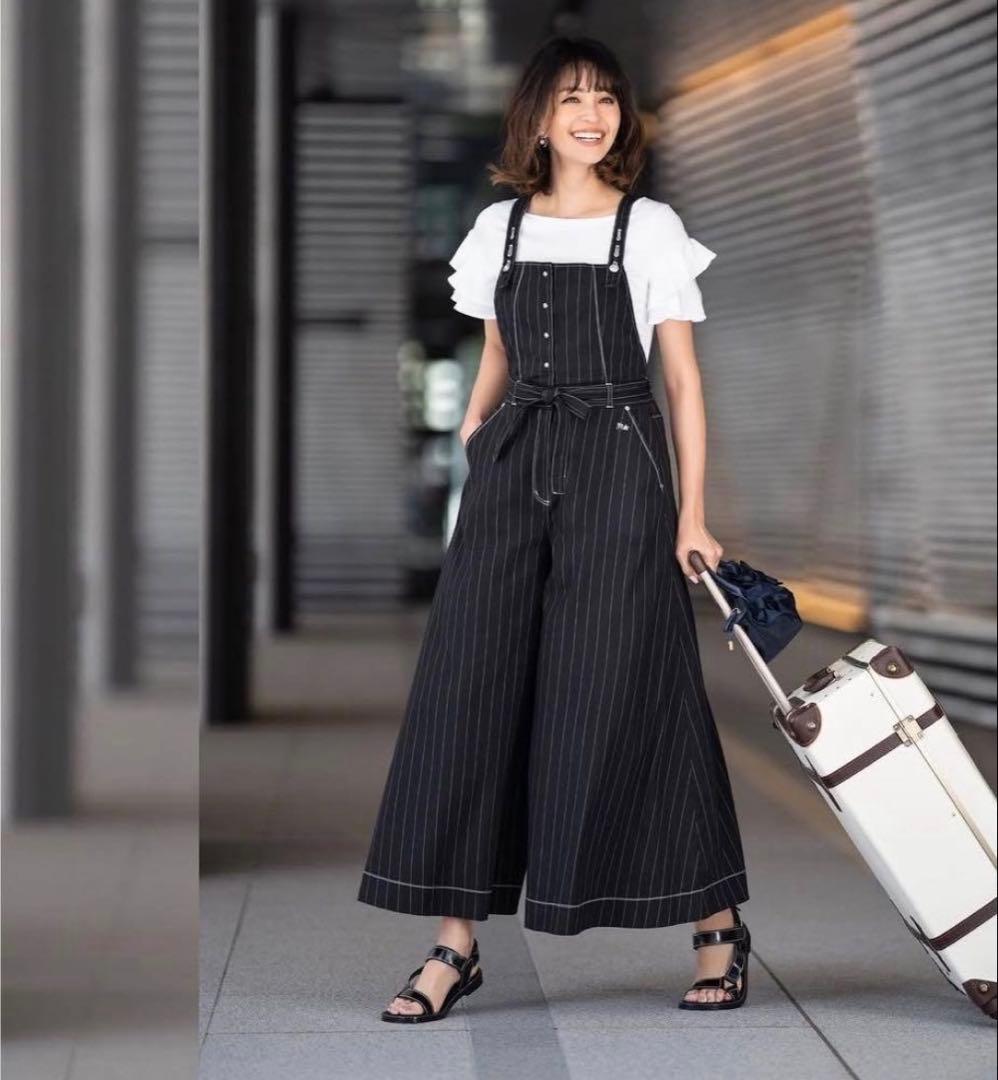 エムズグレイシー カタログ掲載麻混ストライプオーバーオール　42 ❤️70%引