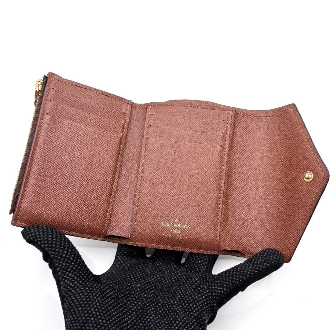 ルイヴィトン モノグラム ポルトフォイユ ヴィクトリーヌ 三つ折り 財布　茶