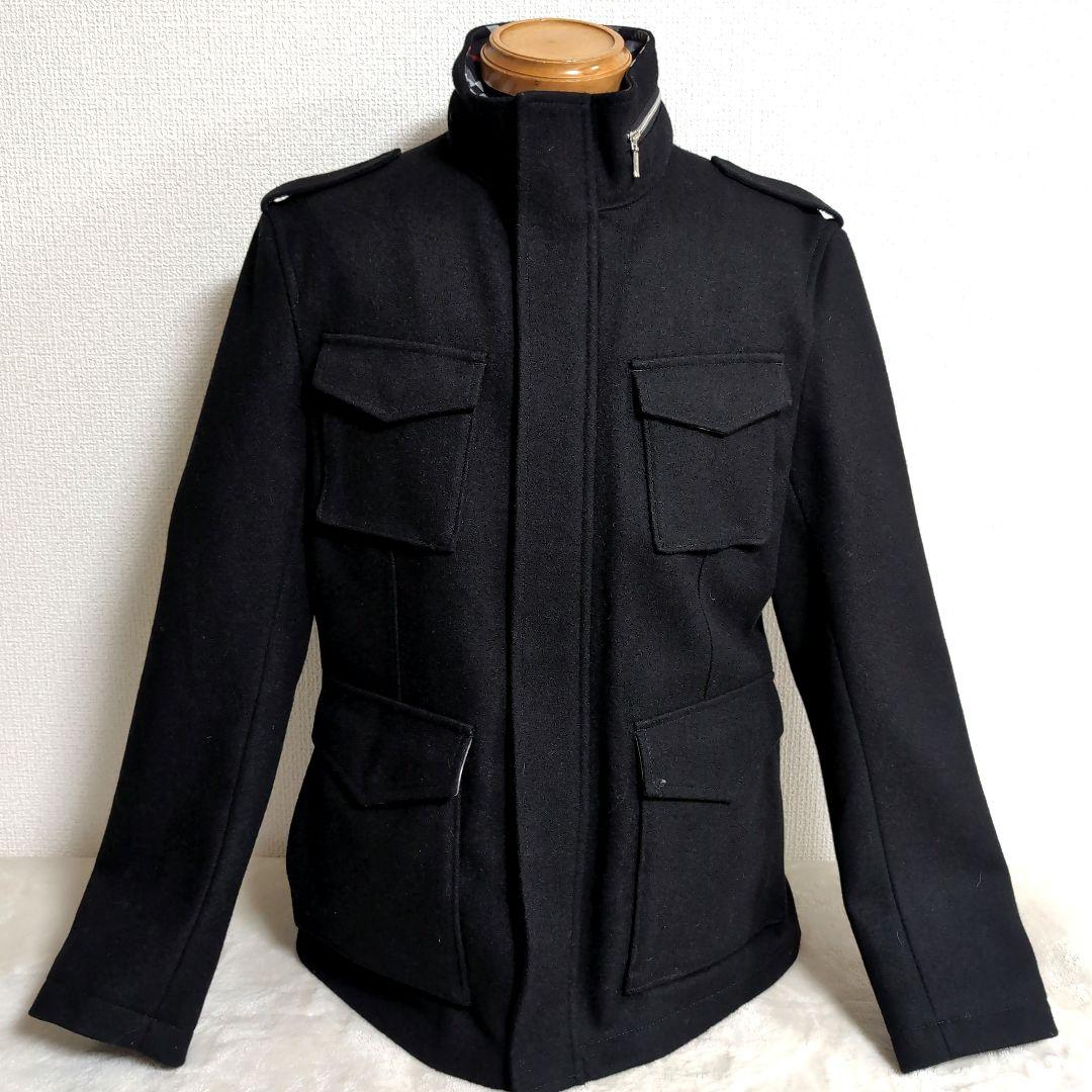 dz29 BURBERRY ウール ジャケット 黒 ノバチェック メンズM相当