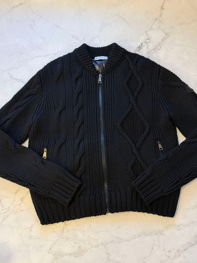 MONCLER モンクレールニット切替ダウンジャケット S ブラック 安心鑑定付