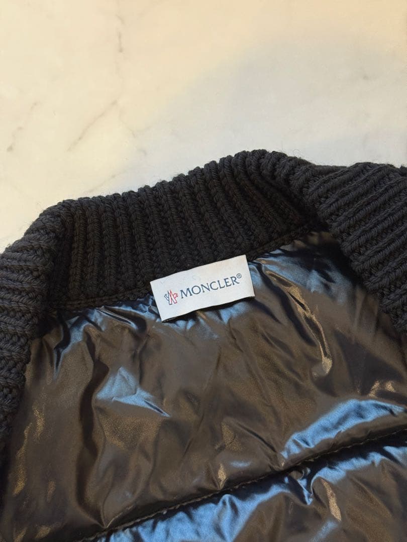 MONCLER モンクレールニット切替ダウンジャケット S ブラック 安心鑑定付