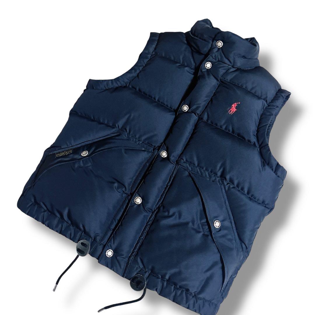 未使用級 POLO RALPH LAUREN ダウンベスト ブラック 刺繍 赤