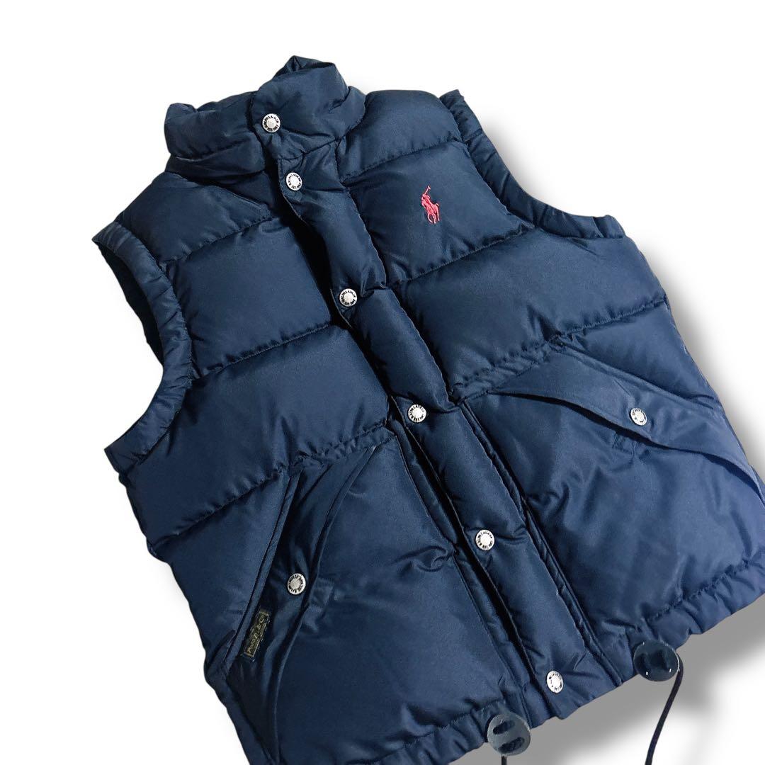 未使用級 POLO RALPH LAUREN ダウンベスト ブラック 刺繍 赤