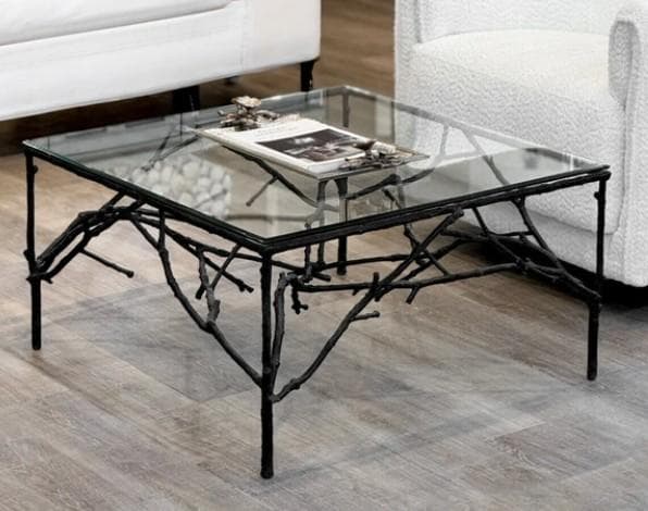 センターテーブル アイアン 小枝 ブランチ ガラス アンティーク AC-R003