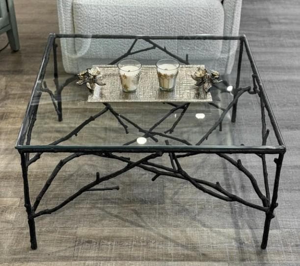 センターテーブル アイアン 小枝 ブランチ ガラス アンティーク AC-R003