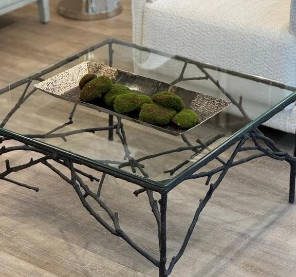 センターテーブル アイアン 小枝 ブランチ ガラス アンティーク AC-R003