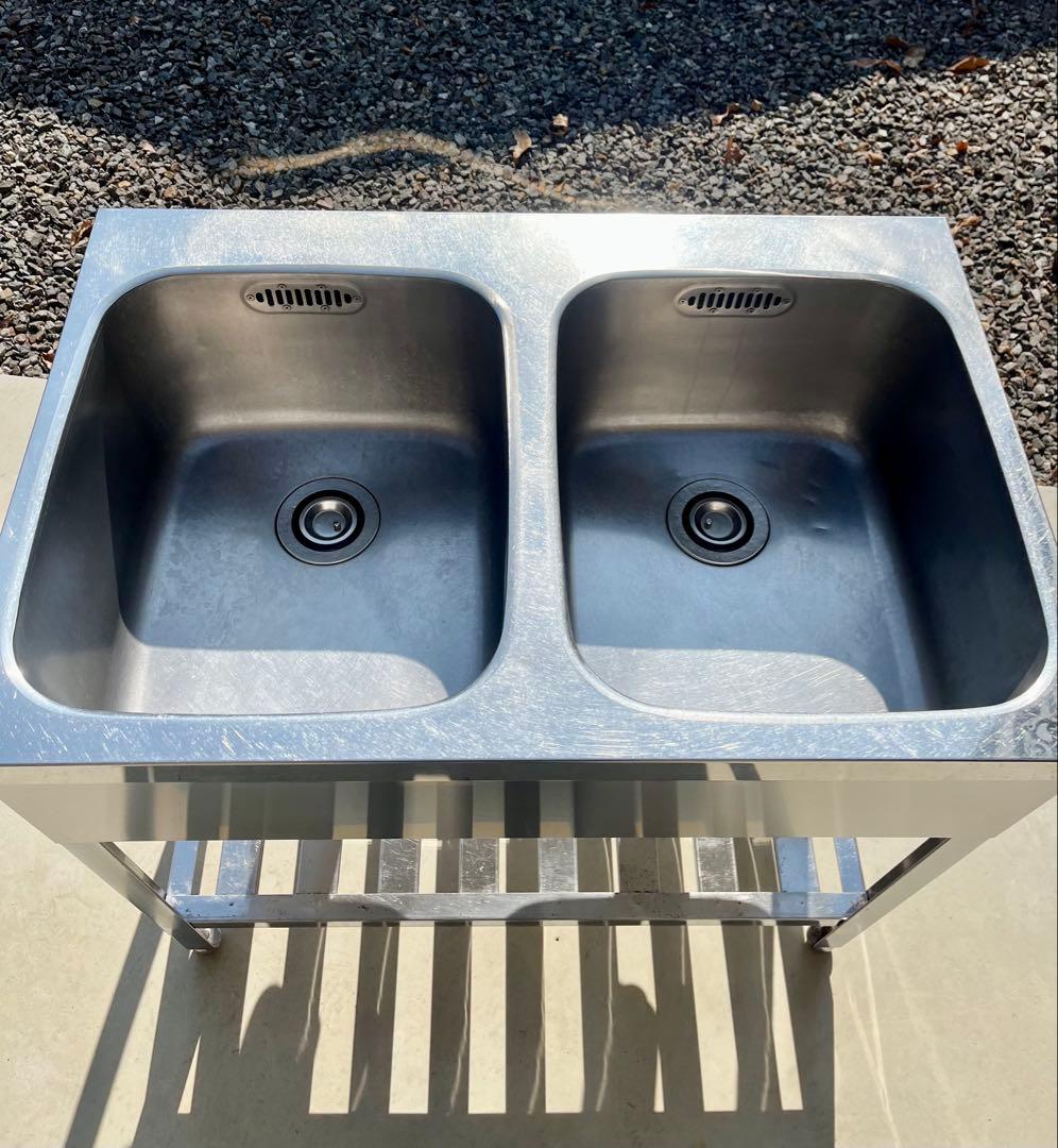 ステンレス2槽シンク 流し台　900×600×800