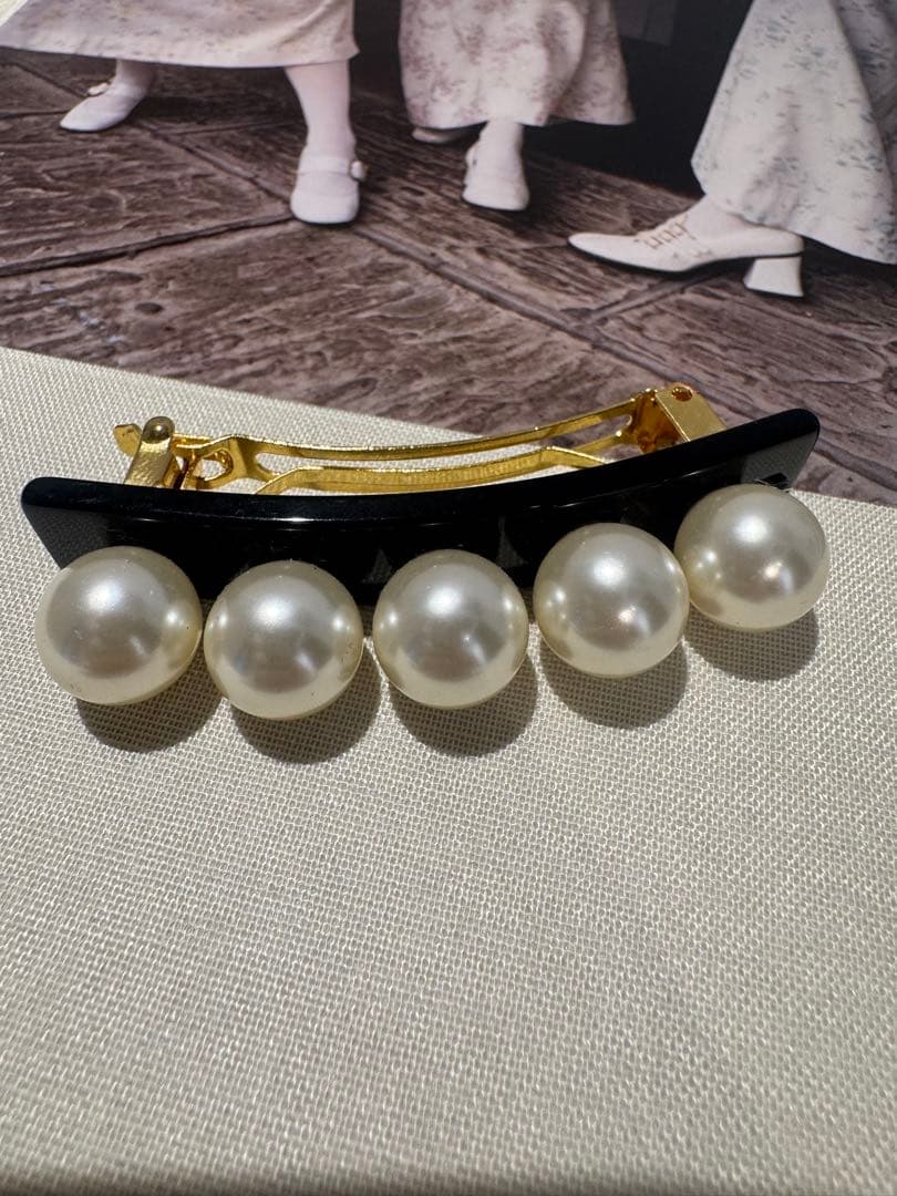 アレキサンドルドゥパリ　パール付きヘアピン 黒