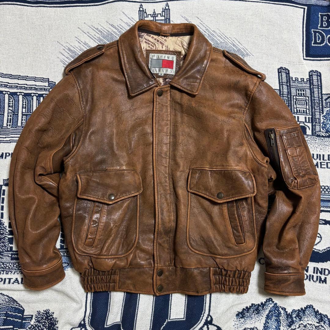 90s トミー　g-1 a-2 ラムレザー フライトジャケット 短丈 ミリタリー