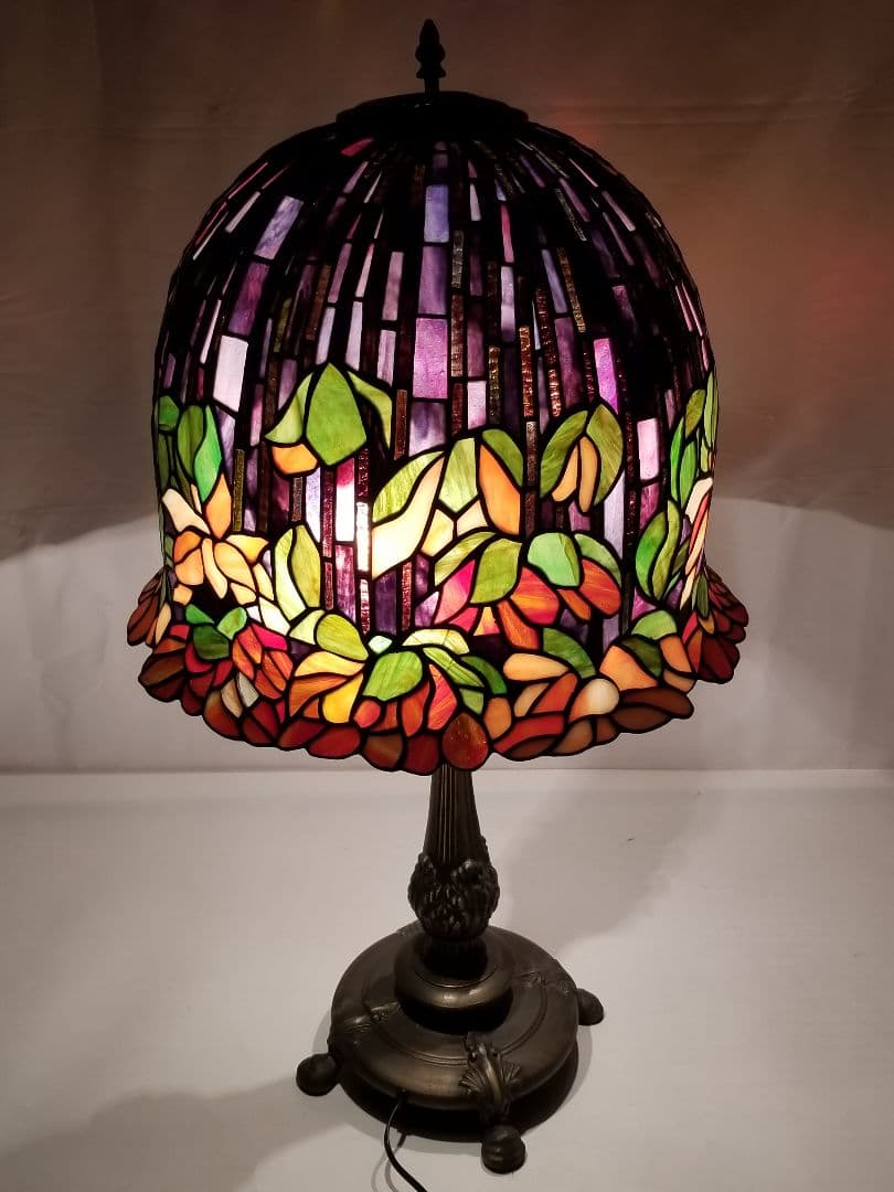 ステンドグラスランプ　花　フラワー　大型　モザイクガラス　2灯