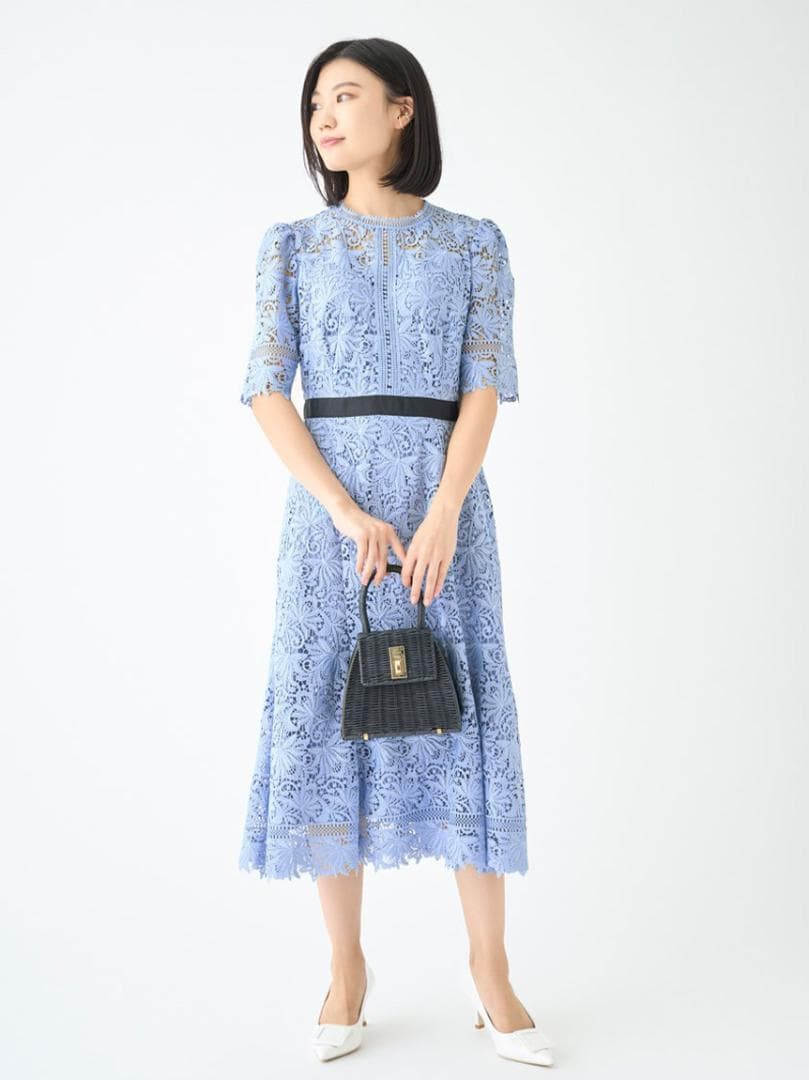 未使用 セルフォード レースワンピース ポリエステル ライトブルー 上品 36