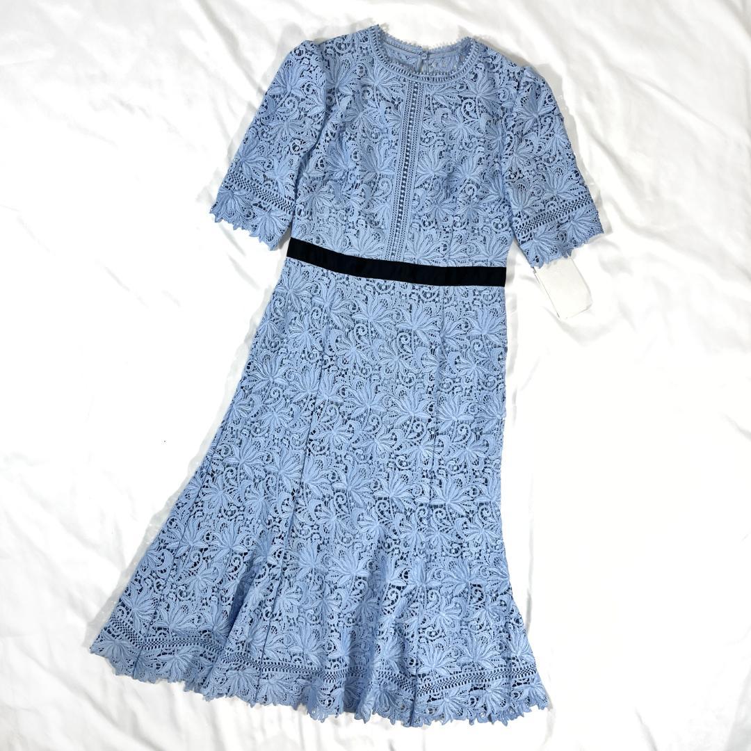 未使用 セルフォード レースワンピース ポリエステル ライトブルー 上品 36