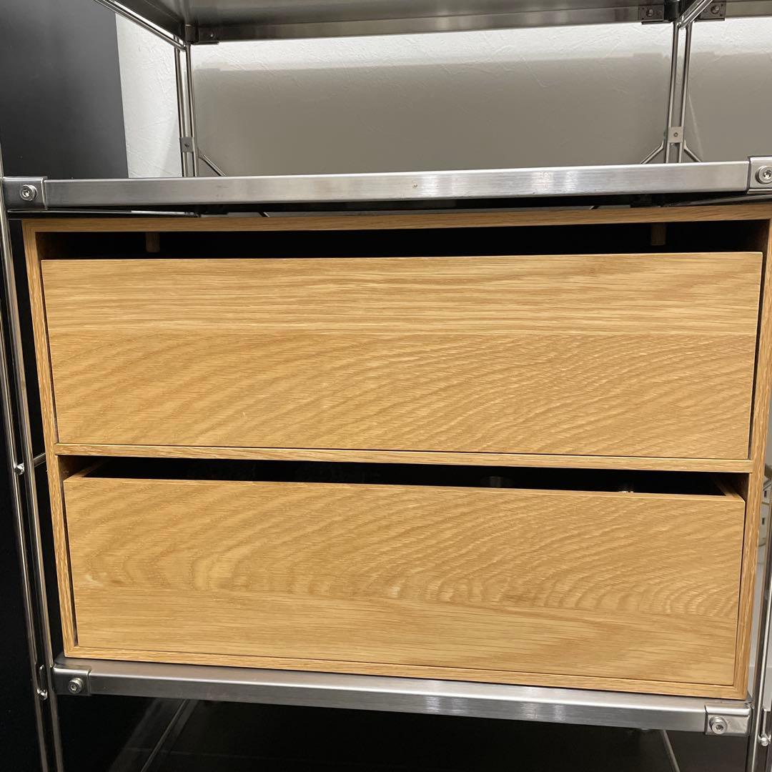 MUJI 無印良品 ステンレスユニットシェルフ　木製引き出し付き　ステンレス棚