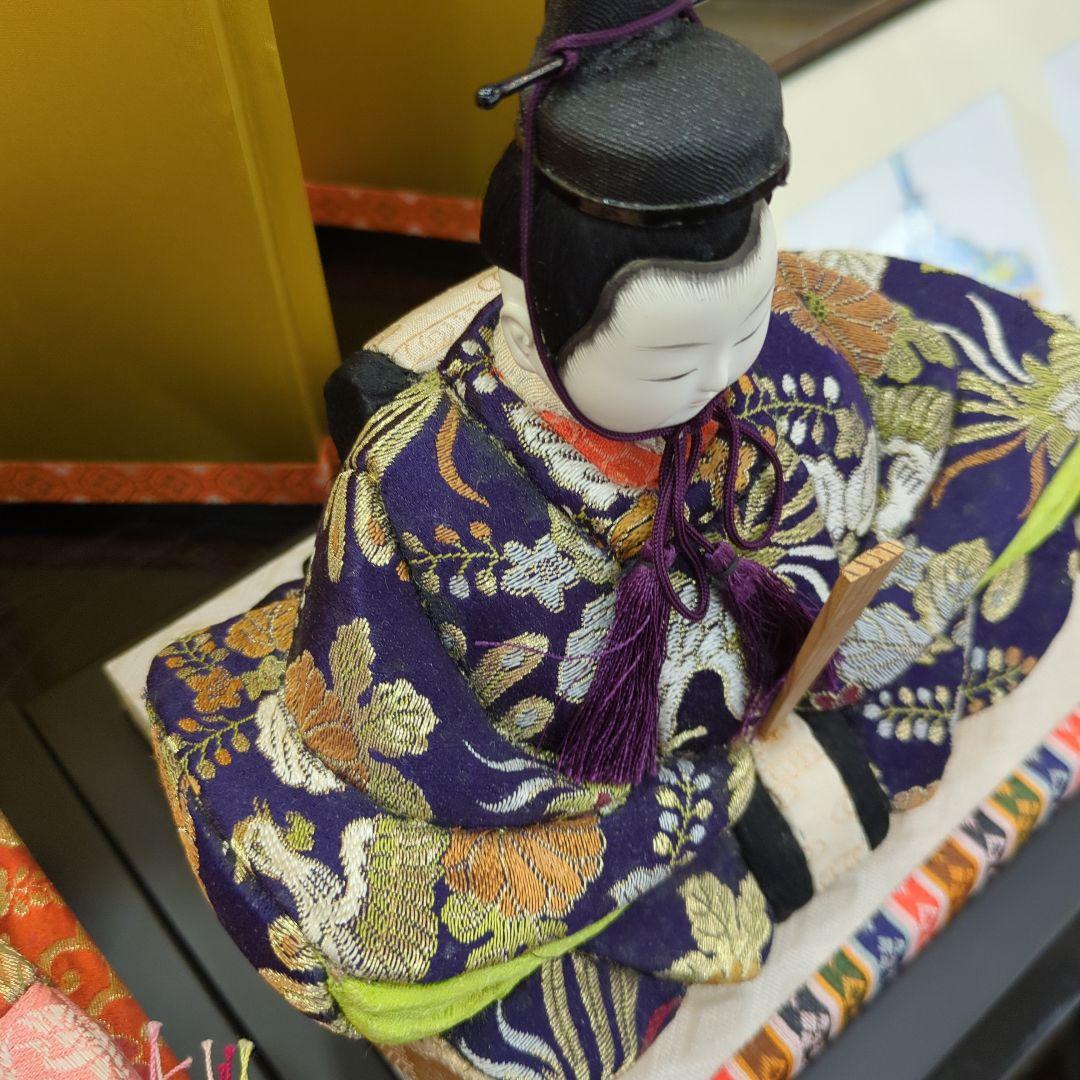 レトロ　木目込み　雛人形 金屏風付き ひな祭り　台付き　お雛様