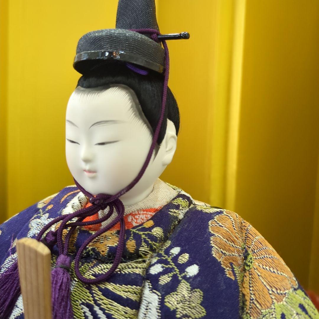 レトロ　木目込み　雛人形 金屏風付き ひな祭り　台付き　お雛様