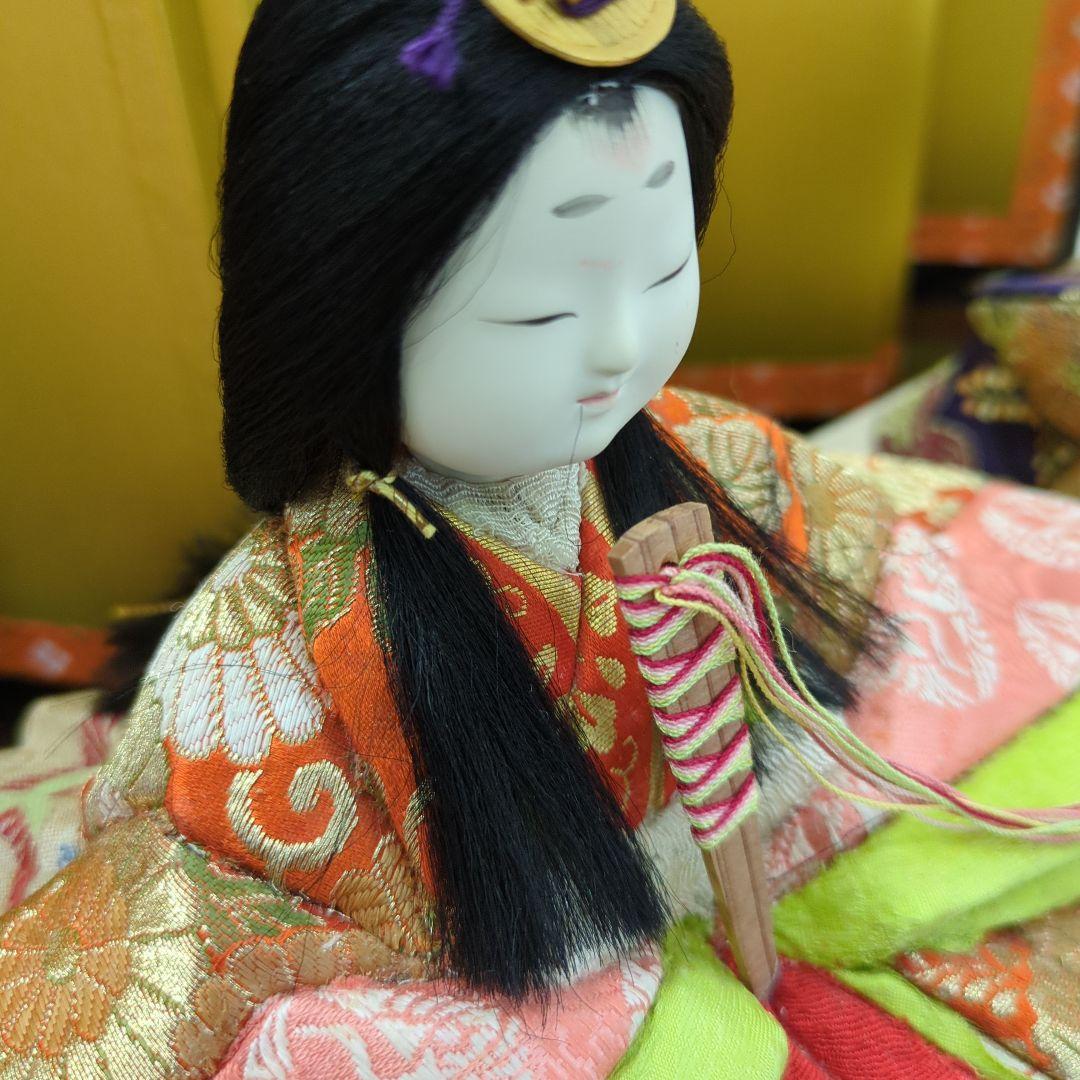 レトロ　木目込み　雛人形 金屏風付き ひな祭り　台付き　お雛様