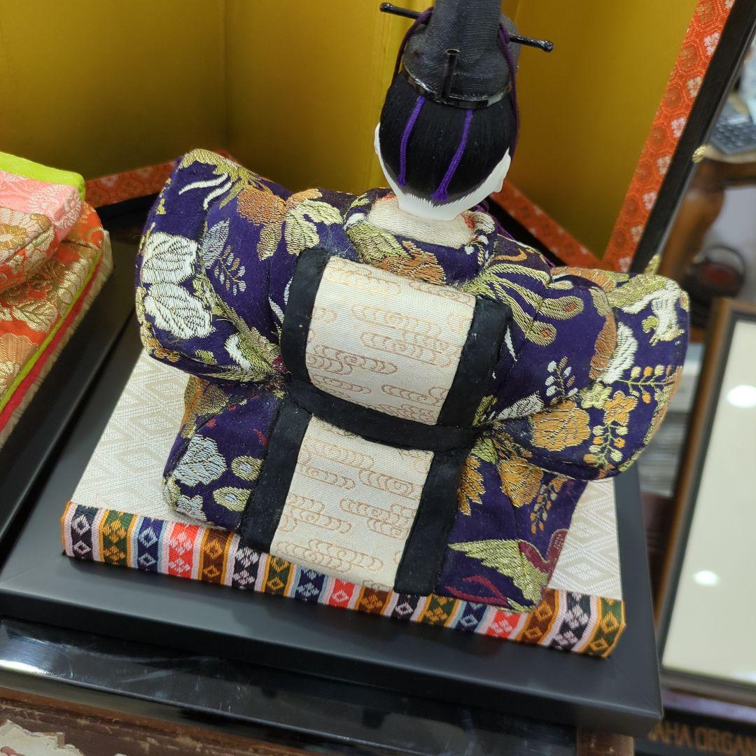 レトロ　木目込み　雛人形 金屏風付き ひな祭り　台付き　お雛様