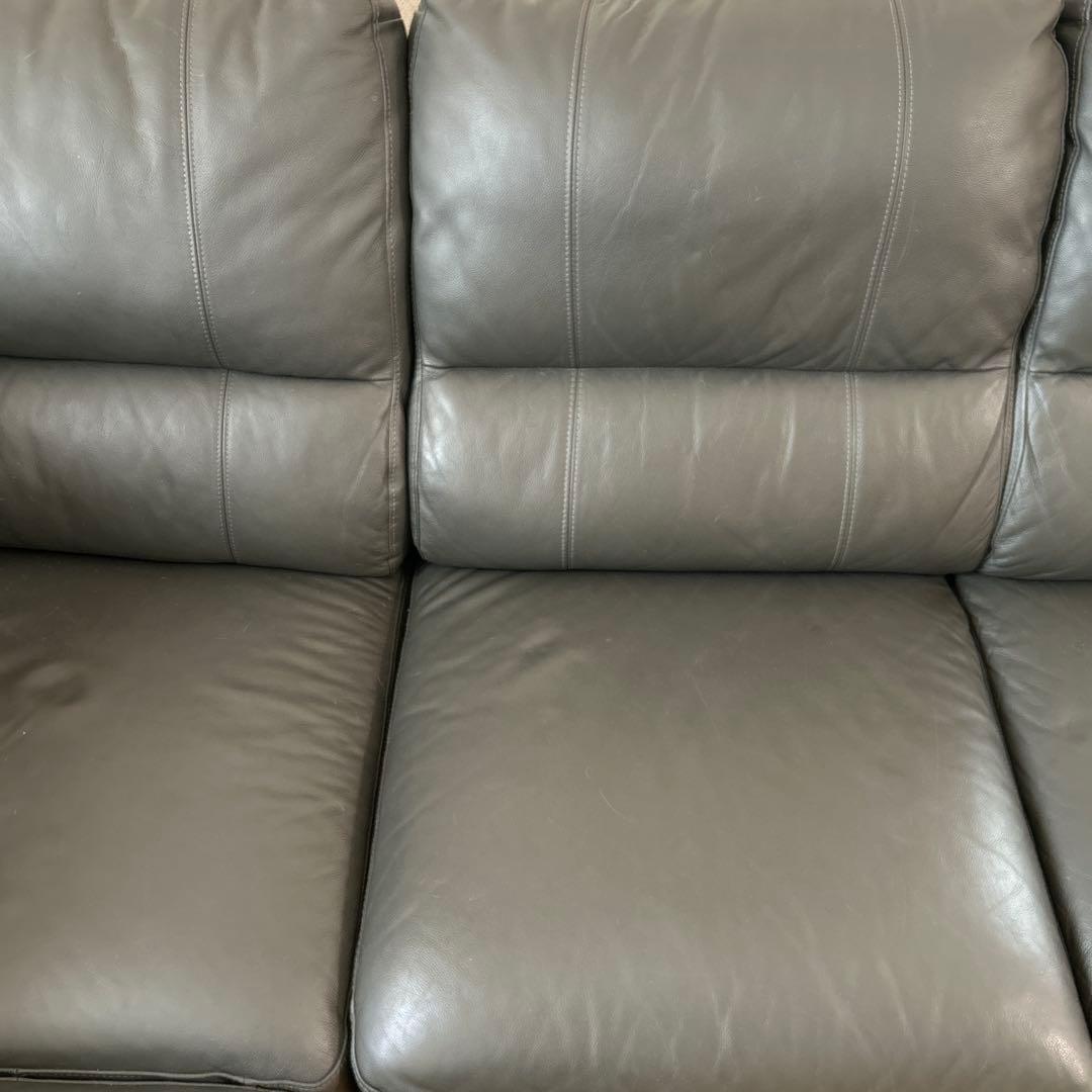 【送料込み】ニトリグレー 合成皮革 コーナーソファ2\2