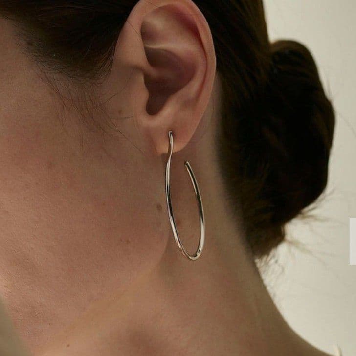 ete bijoux　K18 SV925　ロウブラウン　リグロウ　フープ　ピアス