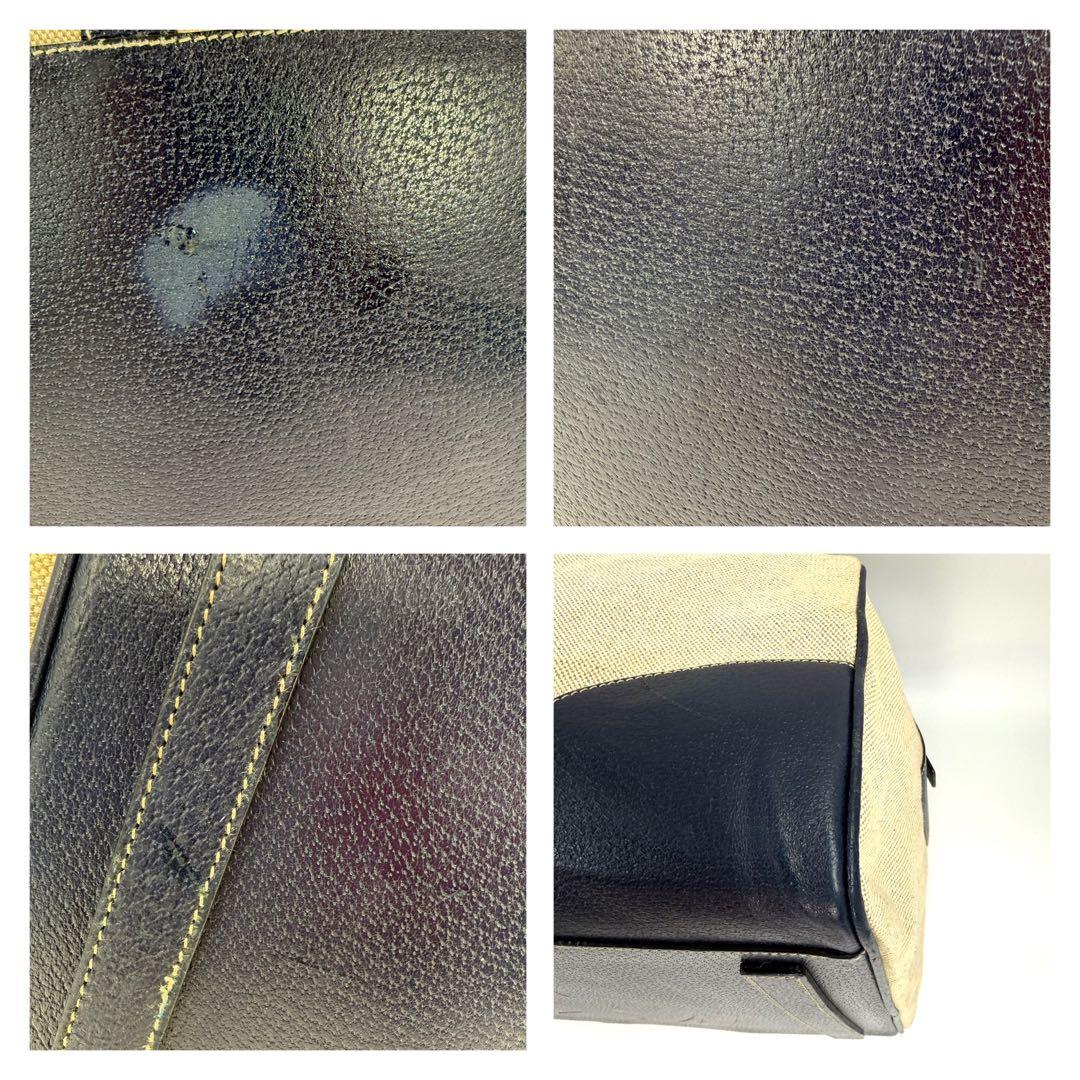 PRADA プラダ　ボストンバッグ キャンバス×革ネイビー　レディース・メンズ