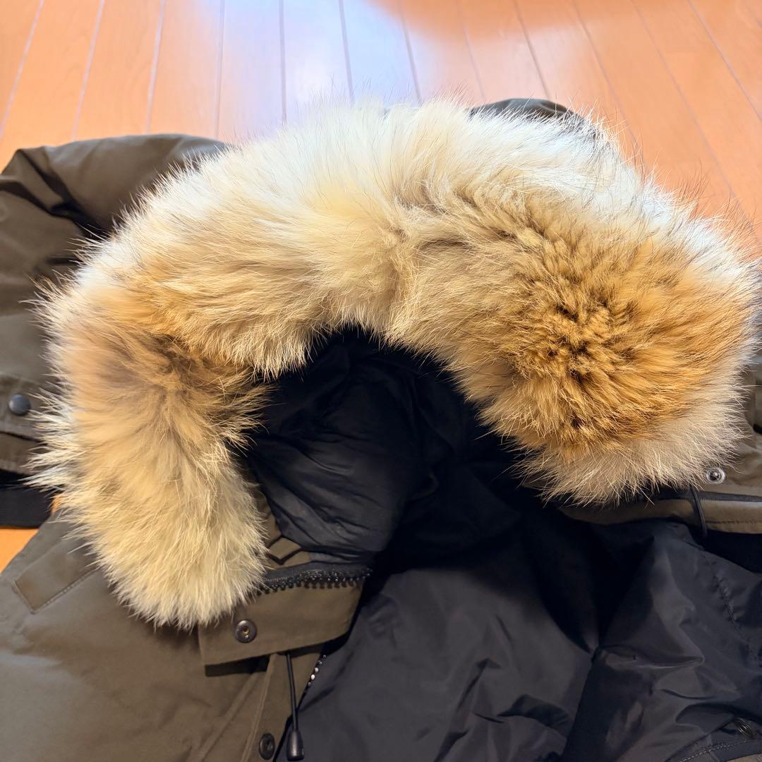 美品　カナダグース ダウンコート S カーキ コヨーテファー カナダ製 正規品