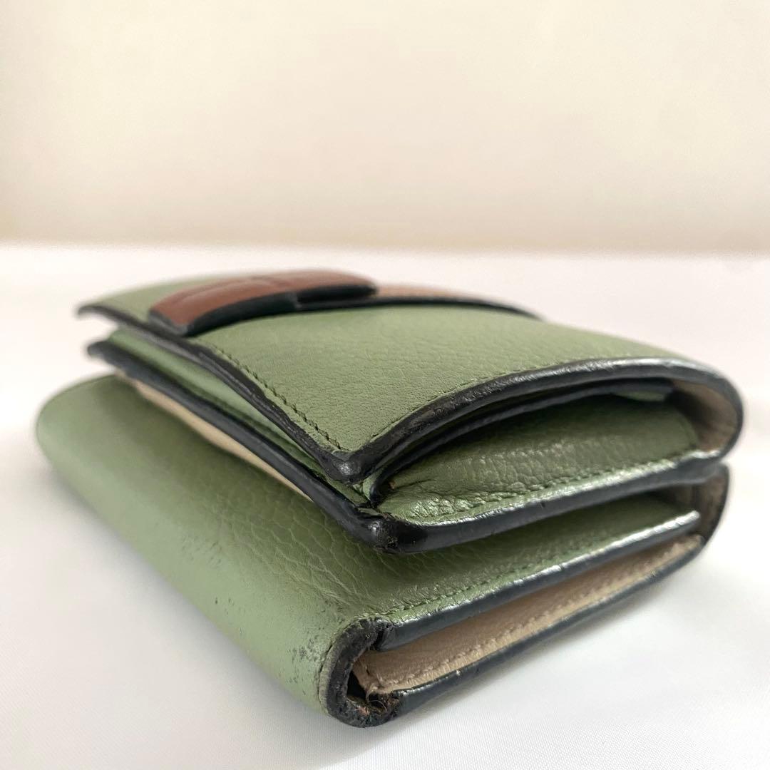 ‪LOEWE ロエベ 三つ折り財布 トライフィールド ローズマリー