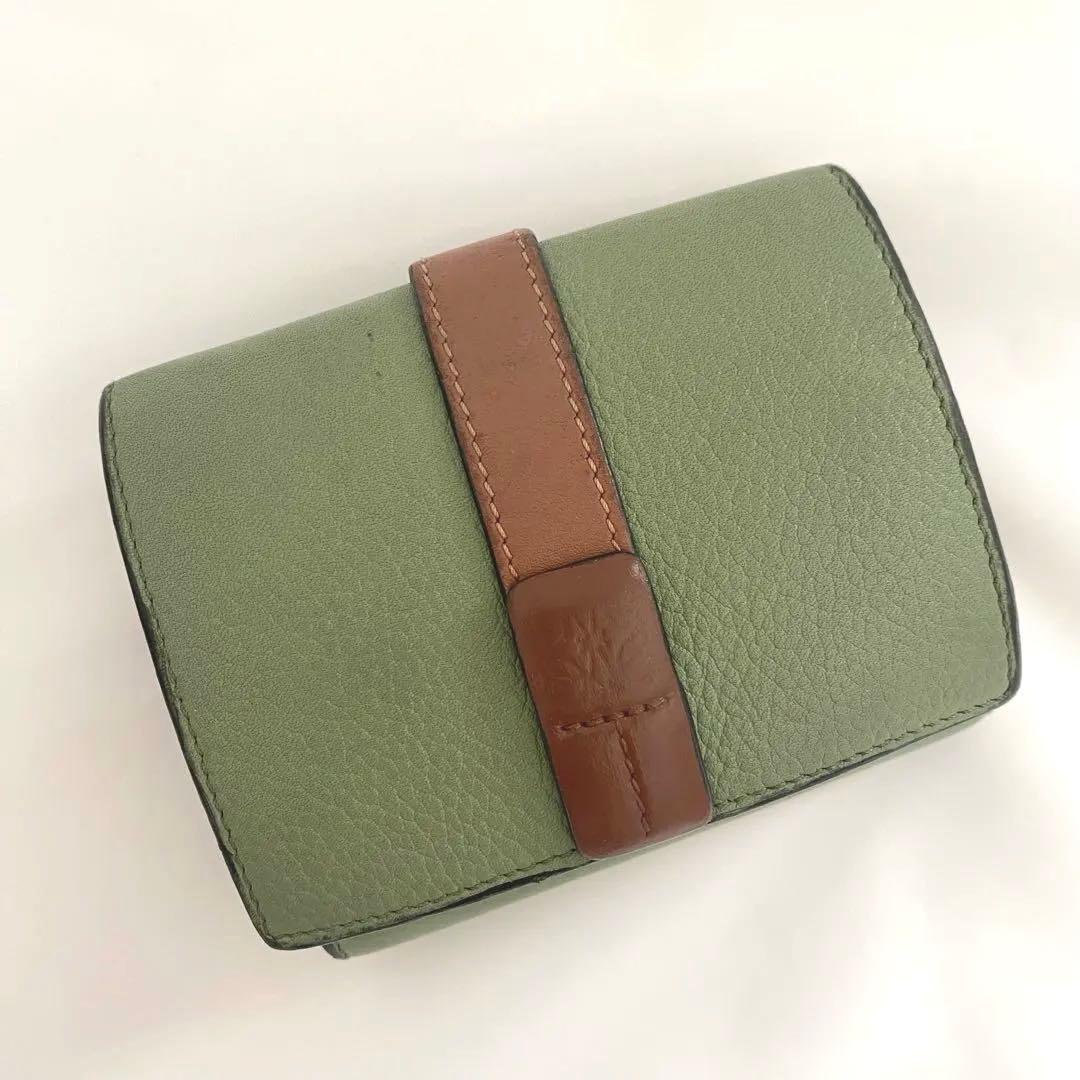 ‪LOEWE ロエベ 三つ折り財布 トライフィールド ローズマリー
