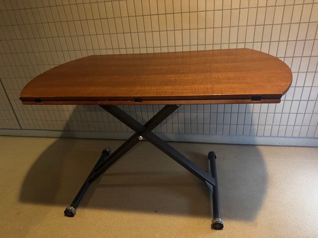 昇降式テーブル ガス圧 120 ダイニングテーブル 折りたたみ 丸　東京池袋