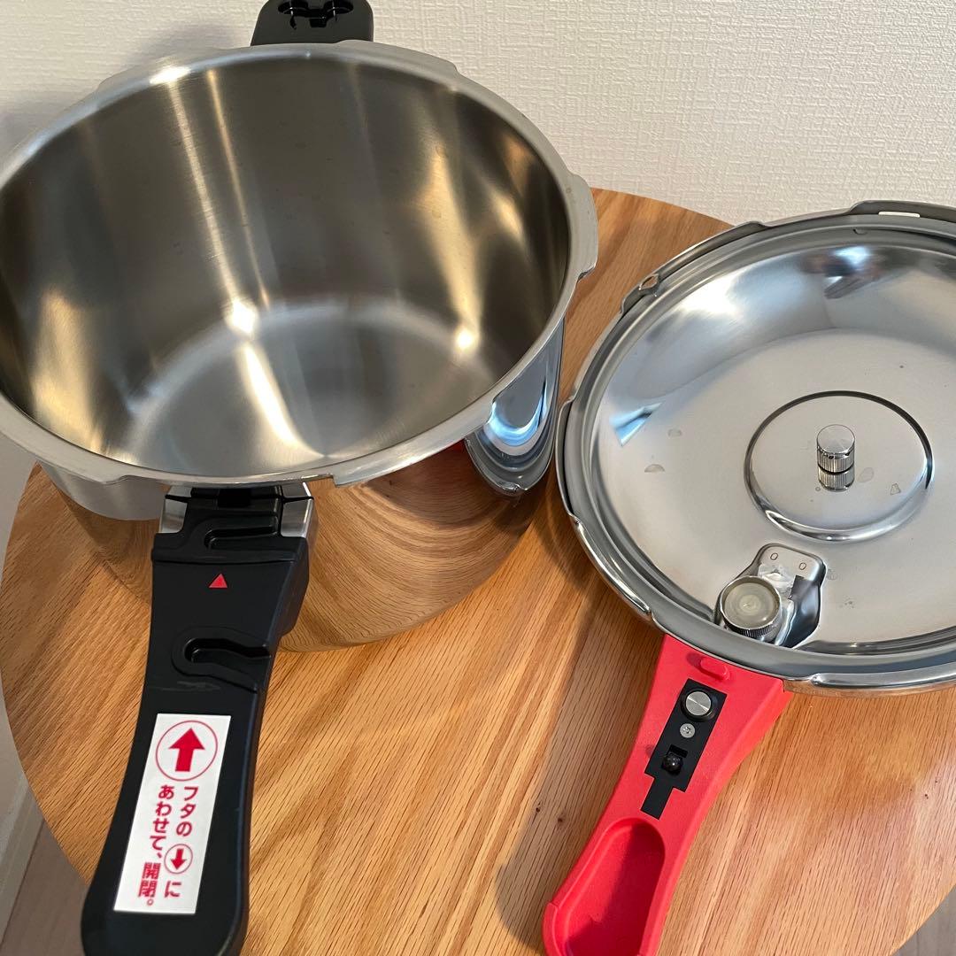 【ミッキーの圧力鍋】5.5L 深型 ガス・IH対応　アサヒ軽金属　説明書付き