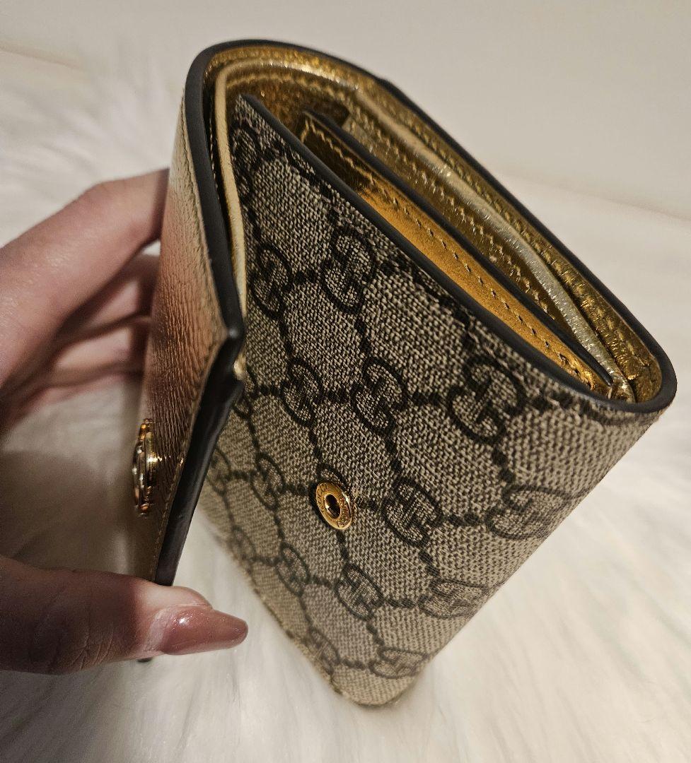 GUCCI 　グッチ財布　ダブルG メタリック　ゴールド