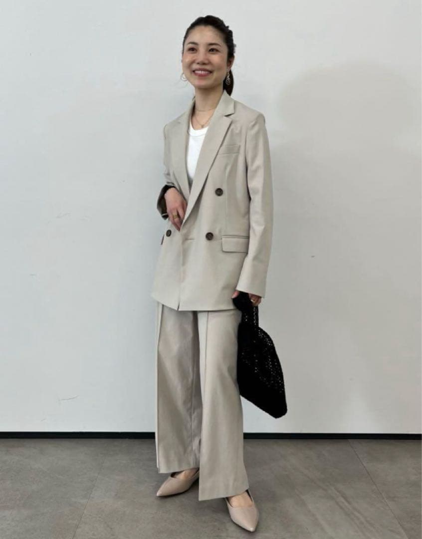 プラステ　リネンブレンドダブルジャケット　ホワイトブラウス2点