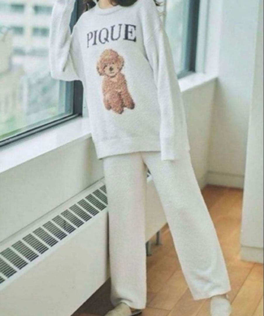 ジェラートピケ　トイプードルジャガード　上下セット