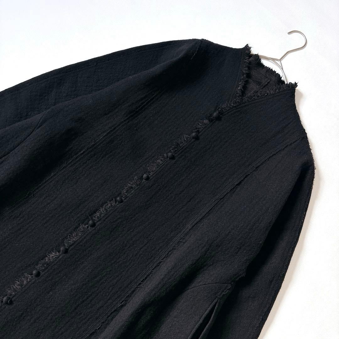 美品♡ババグーリ ウールカシミヤ ロングコート フリンジ 近年 M くるみボタン