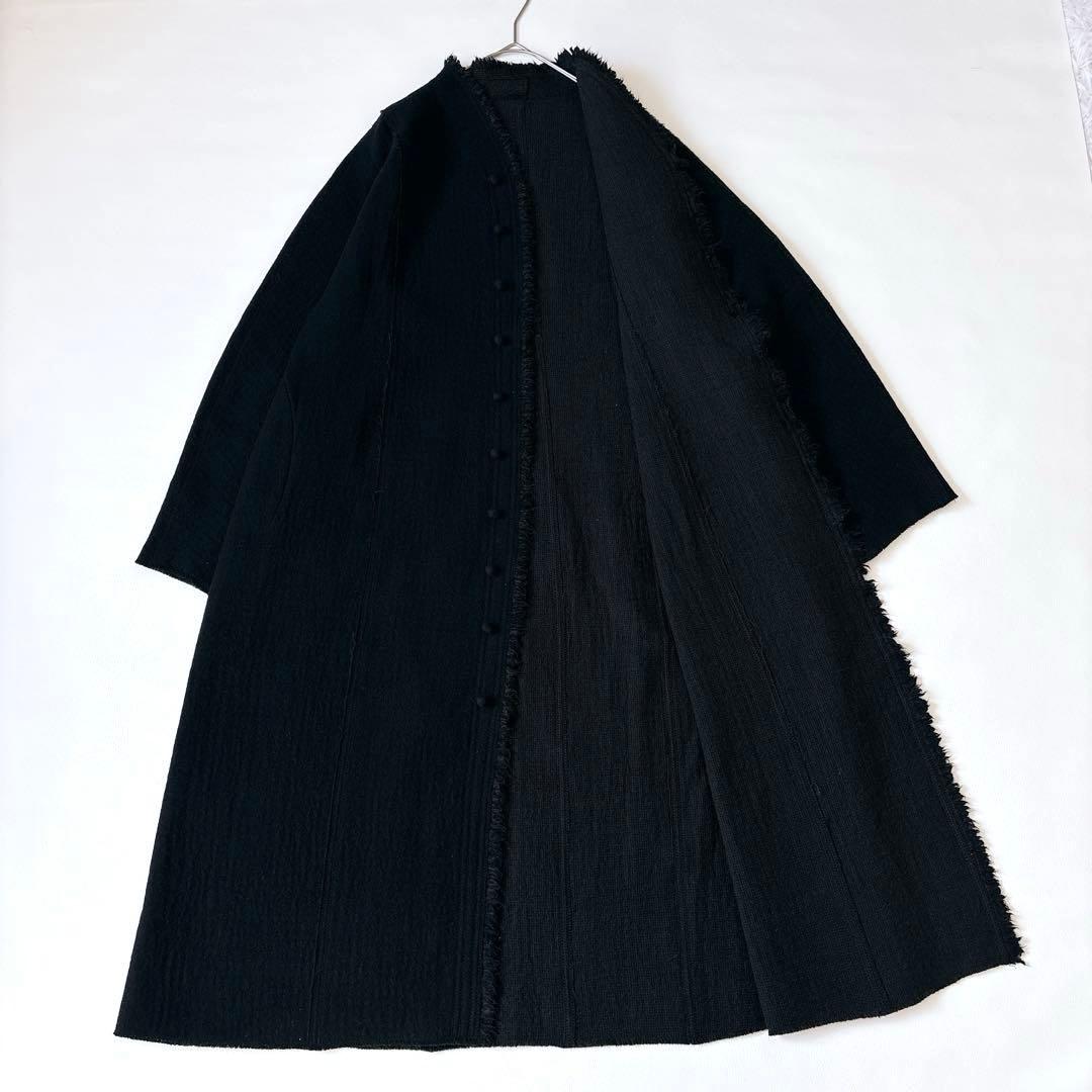 美品♡ババグーリ ウールカシミヤ ロングコート フリンジ 近年 M くるみボタン