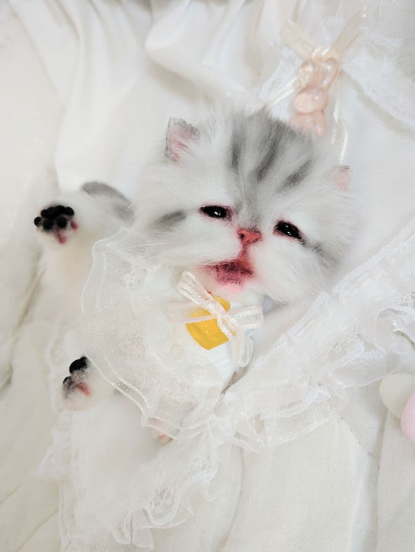 生後２週間♡お世話セット♡チンチラ子猫ちゃん♡アートドール♡ぬいぐるみ♡