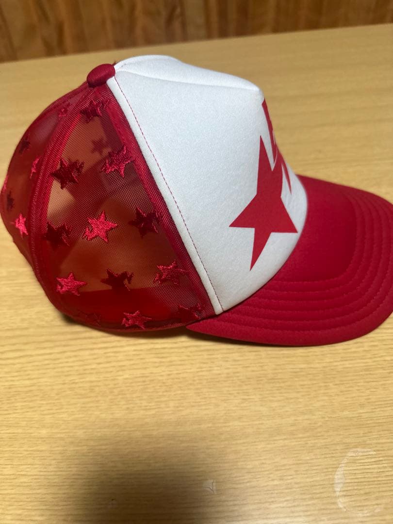 Bape 星柄メッシュキャップ 赤/白