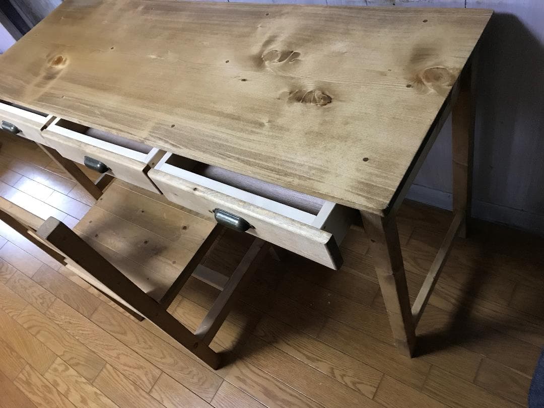 受注製作☆事務机☆学習机☆パソコン机【1400】引き出し３杯アンティック家具