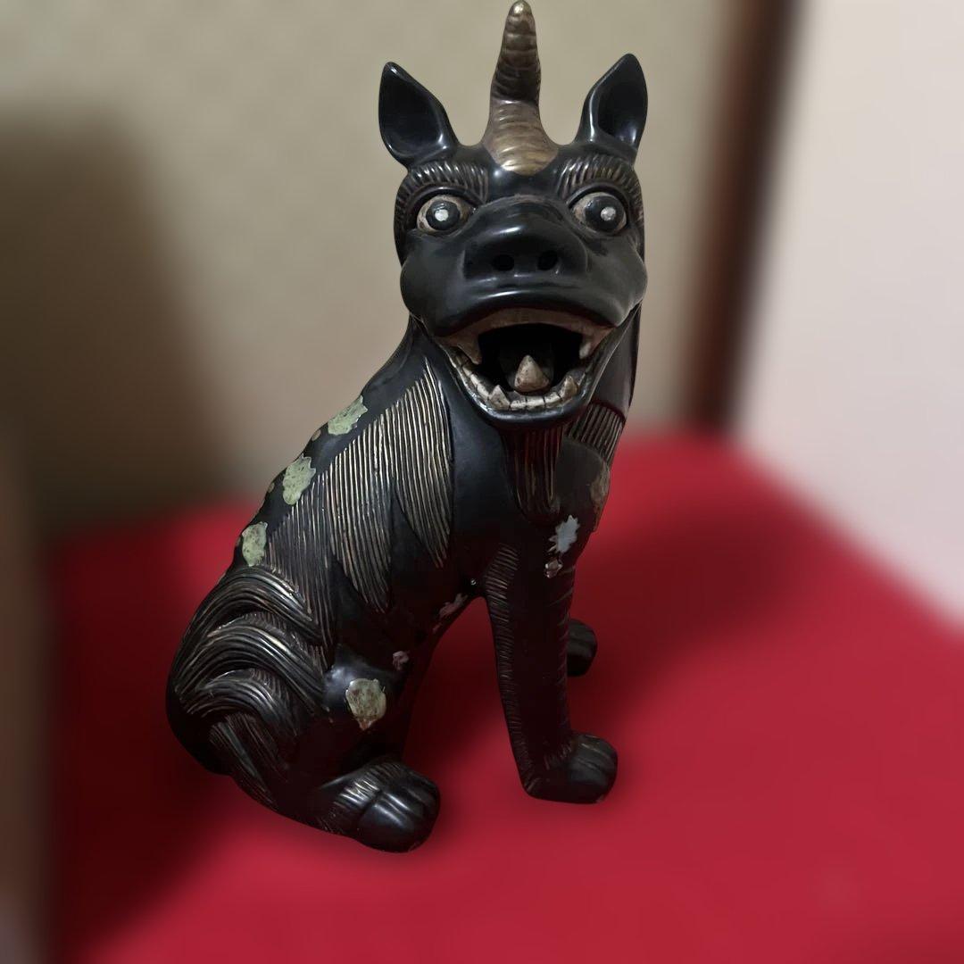 中国古美術　置物　一角獣　陶磁器