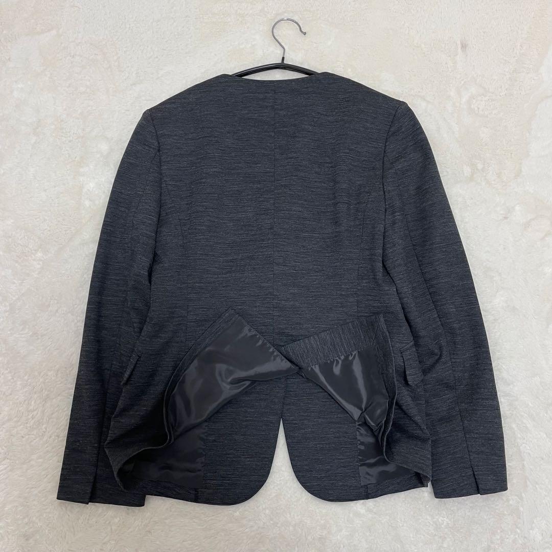 【極美品】グリーンレーベルリラクシング パンツスーツ ノーカラー グレー L