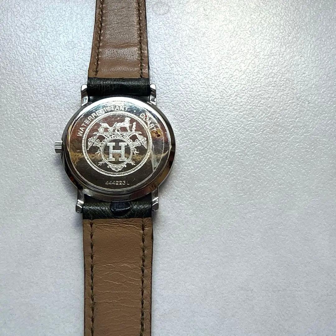 希少【未使用にちかい】エルメスセリエ 腕時計 オーストリッチ　革ベルト　稼働品