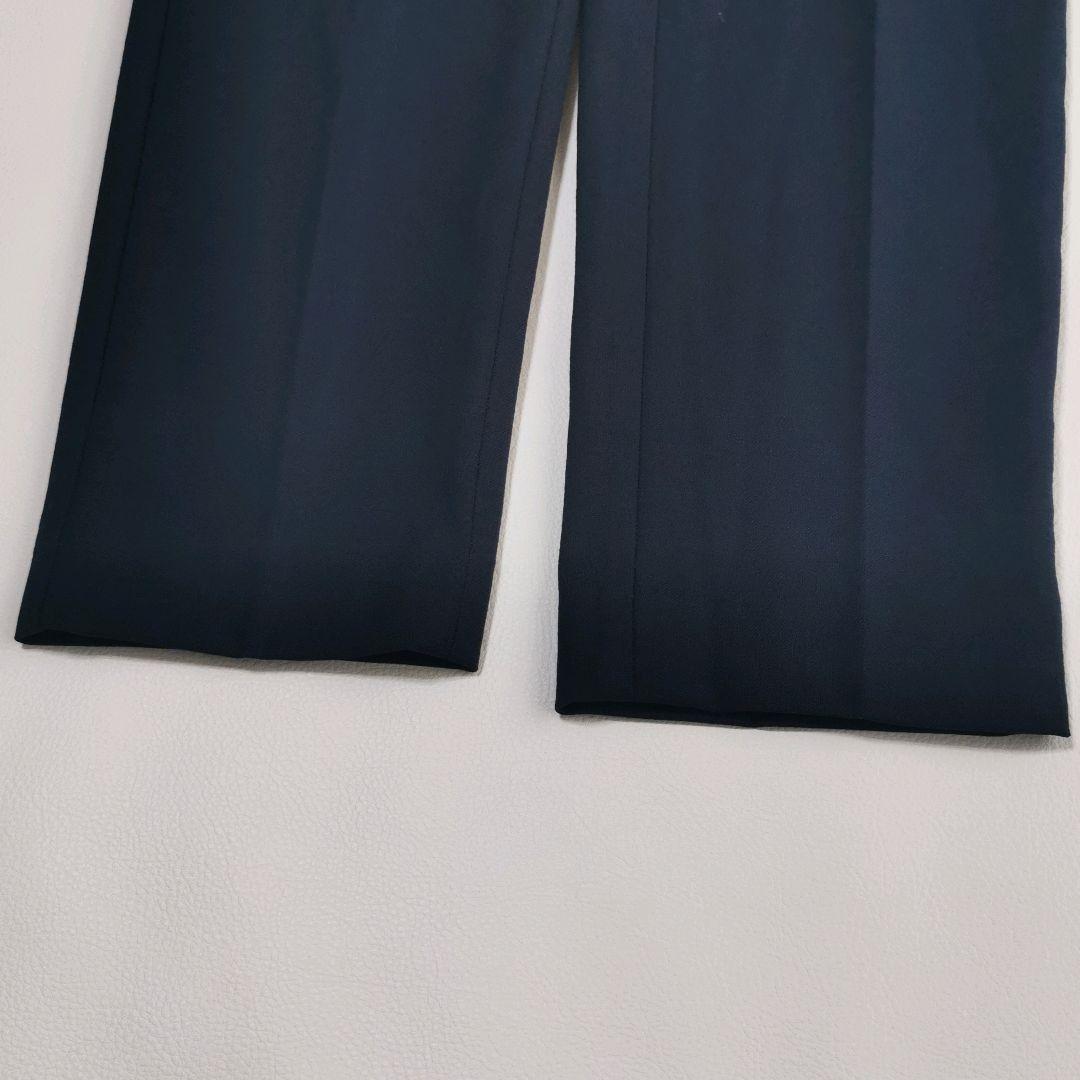 プラステ パンツスーツ ノーカラージャケット セットアップ リネン混 ボタンレス