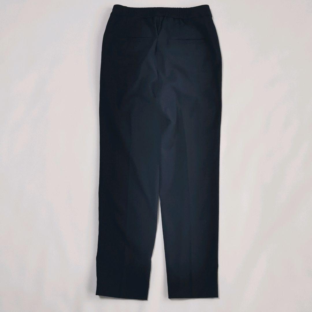 プラステ パンツスーツ ノーカラージャケット セットアップ リネン混 ボタンレス