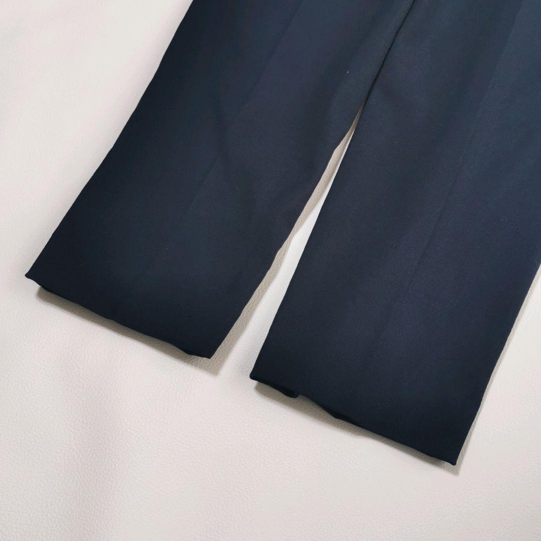 プラステ パンツスーツ ノーカラージャケット セットアップ リネン混 ボタンレス