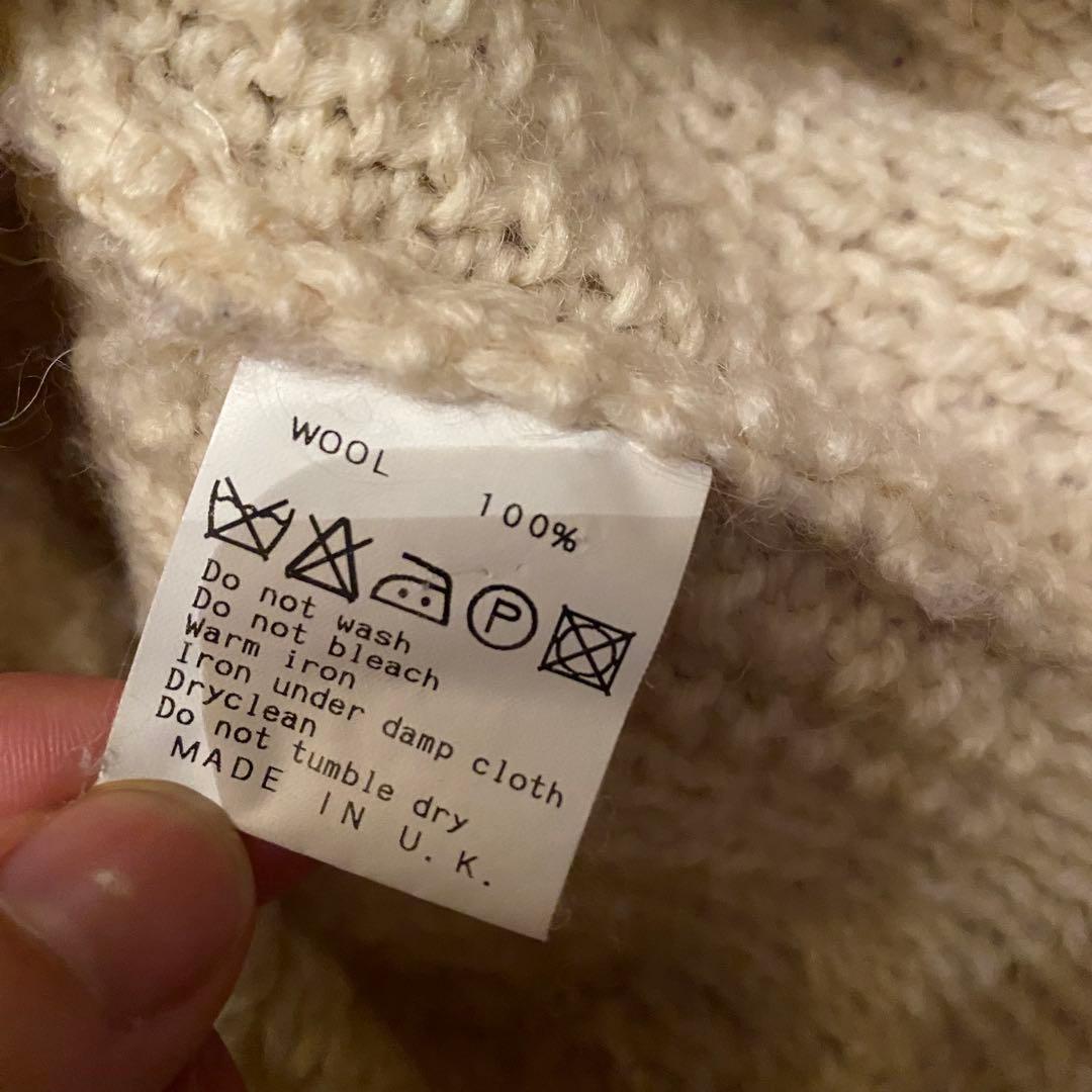 インバーアラン 4A ケーブルニットカーディガン アイボリー　茶タグ
